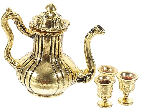 Vaguelly 1ensemble Mini Accessoires De Cuisine pour Maison De Poupée Set De Thé Miniature avec Théière Et Tasses Décoration De Maison Miniature pour Scènes De Poupées
