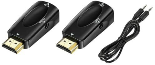 Qwertfeet Adaptateur vers VGA Convertisseur Audio HD 1080p Transmission Audio avec Convertisseur Audio Jack 3.5mm Noir