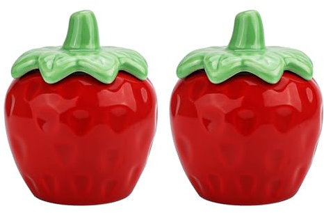 binsakao Lot de 2 bocaux en céramique avec couvercle - Style vintage - Pour le thé, le sucre et la farine - 260 ml