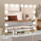 YU YUSING Hollywood Schminkspiegel mit Beleuchtung 58X45cm, 15 LED Licht Dimmbar Kosmetikspiegel 3 Modi, Vanity Spiegel Tischspiegel Wandspiegel, 10X Vergrößerung für Schlafzimmer Schminktisch, Gold