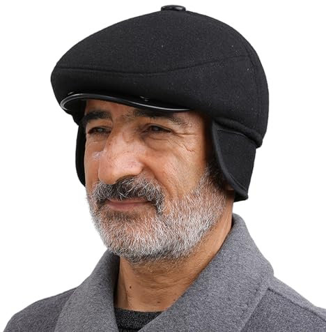Herren Winter Schiebermütze mit Ohrenklappen Warme Newsboy Flatcap Gatsby Schirmmütze Baskenmützen Winddicht Wollmischung Ivy Caps Winter Schirmmütze Fahrermütze Jagd Flat Hats Duckbill Cap für Ältere