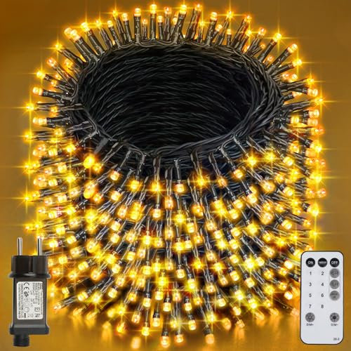 Realky 800er LED Lichterkette Weihnachtsbaum, 8 Modi IP44 Wasserdicht Fairy Lights mit Fernbedienung und Timer, für Weihnachten, Innen, Außen, Garten, Party, Hochzeit - Warmweiß