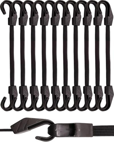BINCKIN Expander mit Haken 30 cm, 10 Stück Spanngummi mit Haken, Gummispanner mit Haken, Planenspanner mit Haken Kurz, Spannseil für Poolabdeckung, Planen, Netze, Banner, Camping, Schwarz