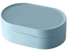 Boîte à savon de voyage - Porte-savon rond étanche - Étanche - 12,5 x 8 x 4 cm - Bleu