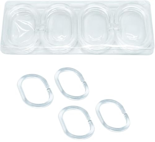 24pcs Anneaux de Rideau de Douche en Plastique en Forme de C Crochets de Rideau pour Rideau de Porte, Rideau de fenêtre (Transparent)