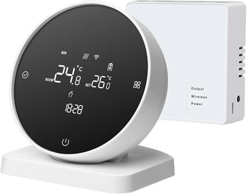 Termostato WiFi InaláMbrico para CalefaccióN de Caldera de Gas Termostato WiFi Tuya Compatible con Control de AplicacióN de Voz Funciona
