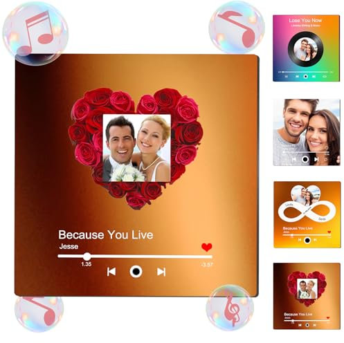 Custom Music Fridge Magnet with Photo Personalised Refrigerator Sticker Customised Christmas Valentine's Day Gift