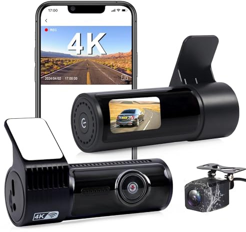 Wei Tech Dashcam Auto Dual 4K/1080P mit G-Sensor und WLAN, Front- und Rückkamera, Autokamera 1,47'' IPS-Display, Nachtsicht, Endlosaufnahme, 170° Ultra-Weitwinkel, Unterstützung bis zu 256 GB