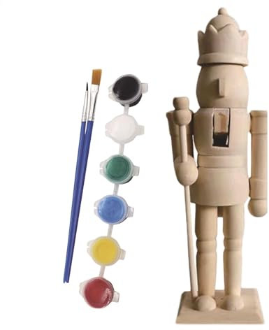 Wooden Nutcracker Unpainted, Paint Your Own Nutcracker Figures With Paint Kit, Wooden Nutcracker Unpainted, Paintable Nutcracker Figures Christmas Tree Ornaments, For Kids, Adults, And All Ages