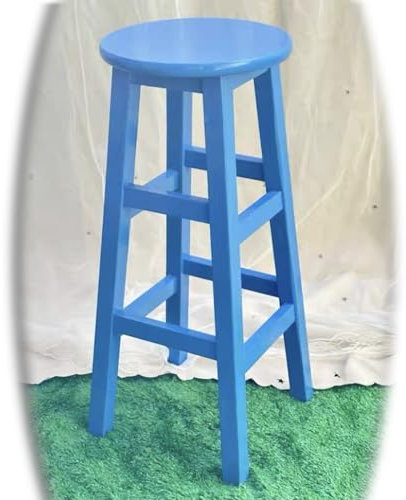 Rustikale Barhocker aus massivem Holz, rückenfrei, für Bauernhaus, Garten, Café, 69,8 cm, Thekenhöhe, runde Barhocker