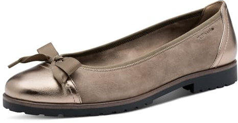 Tamaris Damen Klassische Ballerinas, Frauen Flats,TOUCHit-Fußbett,Sommerschuhe,Ballerina-Schuhe,Ballett-Schuhe,Ballet-Flats,flach,Grey,40 EU