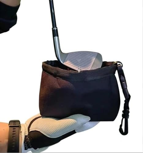 CLKE Golf Ball Cleaning Bag, Golf Club Cleaning Bag, Golf Ball Cleaner Pouch, Portable Golf Ball Cleaner, Waterproof Portable Golf Ball Cleaner, Golf Ball Cleaner Golf Accessories (Black)