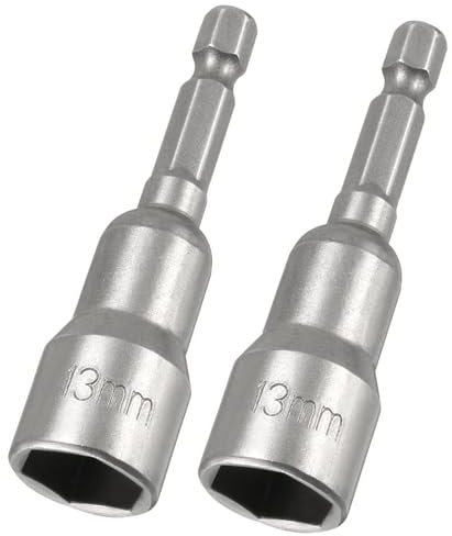 2 Pcs 1/4 Quick-Change Hex Shank 13mm Magnetic Nut Setter Driver Drill Bit, 65mm Length, Metric