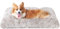 EHEYCIGA Flauschig Hundebett Kleine Hunde, Hundekissen Mittelgroße Hunde Waschbar, Kuschelig rutschfest Hundematte mit Langem Plüsch, Braun, 75x50cm