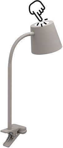 Trango LED Cliplampe 2017-22B Beige – Kabellos, Akku, 6W, 2700K Warmweiß, Touch Dimmbar, IP44 Wassergeschützt, Aufladbar, Klemmleuchte für Schlafzimmer, Lesen, Camping, Garten, Tischlampe
