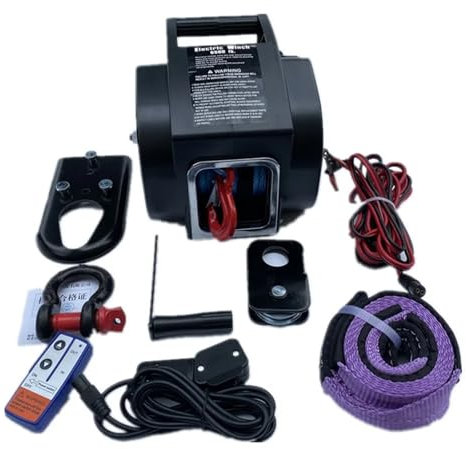 Carrete de cable, Cabrestante eléctrico portátil de 3500 lb a 6500 lb, 12 V, for barcos, coches, yates, camiones, barcazas, remolques, herientas manuales, máquina de tracción Carretes de cable(5001002