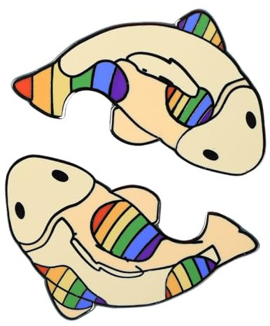 Regenbogen Koi Fische Pin (Paar) – LGBTQ+ Emaille Anstecker – Pride-Doppelpin für Jacke, Tasche oder Rucksack