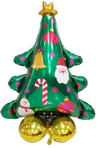 DazzJoy Weihnachtsbaum Luftballons Stehend, XXL Luftballon Weihnachtsbaum Deko, Weihnachtsdeko Ballons, Weihnachten Folienballon Stehend für Christmas Decoration, Weihnachtsdeko Outdoor und Innen