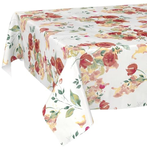 Wachstuchtischdecke Tischdecke abwaschbar Wachstischdecke pflegeleicht wasserabweisend Lotuseffekt Gartentischdecke Mohnblumen 200 x 140 cm Schnittkante