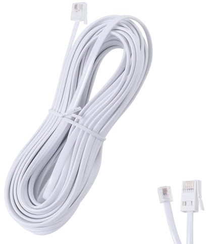 Ubramac BT Telephone Extension Cable 20M, White BT Male to Male 6-Pin Straight Through for UK Landline Phone Cord Home & Office Fax Modem Extender 6 Wire