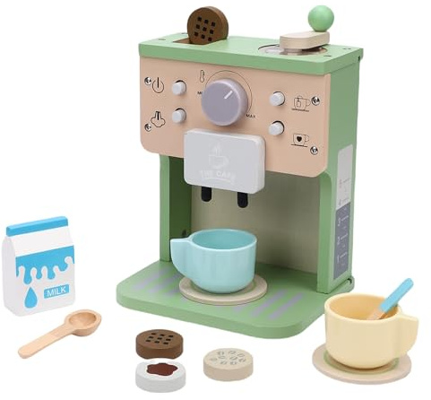 MENDUNER Holz-Kaffeemaschine-Spielzeug-Spielset mit Premium-Holz für Fantasievolle Spielküche, Niedliches und Stilvolles Design, Fördert Frühes Lernen, Ideale Geschenkoption