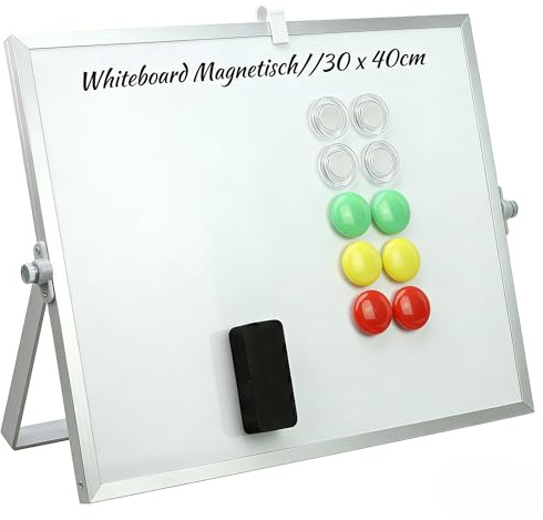Magnetisches Whiteboard 30 X 40 Cm, Schreibtafel Abwischbar Mini Magnetisch | Desktop-Magnettafel Für Büro, Homeoffice Und Studium; Inklusive Marker Und Tafellöscher Für Flexibles Beidseitige Verwendung