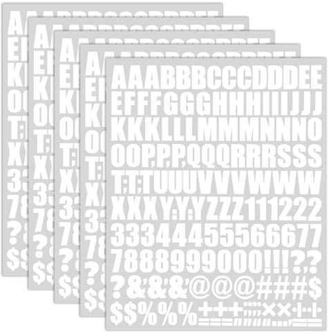 WJIAAA Buchstaben Und Zahlen Zum Aufbügeln, 5 Blatt 2,5 cm Weiße DIY Stoff Transfer Buchstaben Fuer T Shirt Kleidung Basteln(Weiß)