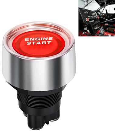 Botón de Arranque de Coche, Interruptor de Encendido de Arranque, Botón de Arranque del Motor con LED Integrado para Auto, Camión y Barco - Interruptor de Encendido Push Start Universal DC 12V 50A