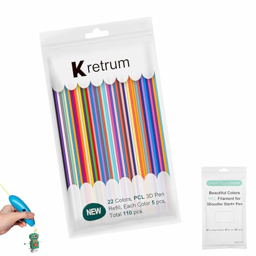 110 Stück 22 Farben 3D Stift Filamente 3D Doodler Pen Nachfüllpakete | 2,5mm Bunte PCL Stiftminen für 3Doodler Start Niedrige Temperatur