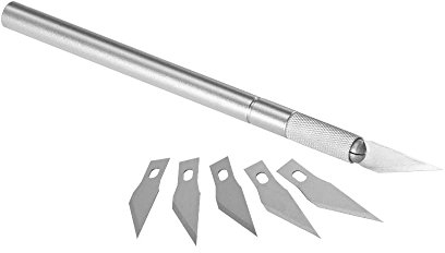 transotype Schneidemesser aus Aluminium, hochwertiges Skalpell inkl. 5 Ersatzklingen und Cutter-Schutzkappe, Länge ca. 15 cm