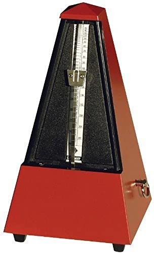 Wittner Metronom Taktell Pyramidenform System Maelzel Designer Serie - Kunststoffgehäuse - Ohne Glocke - Dunkelrot - Mechanisch zum Aufziehen - Keine Batterien erforderlich - Made in Germany
