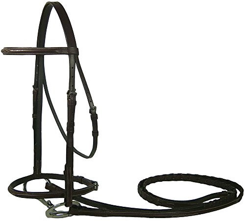 Paris Tack Everyday Erhöhtes Trensenzaumzeug aus Leder mit geschnürten Zügeln – Havana Mini