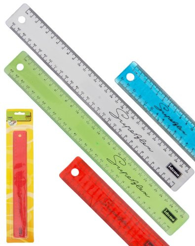 4x Superflex-Lineal 30cm biegsam bruchsicher/Farbe: 1x gelb, klar, türkis, rot