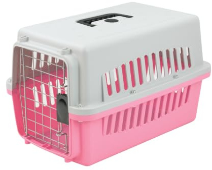 KCT Small Pink Plastic Cat Carrier Cage Crate for Pet/Dog/Kitten/Puppy