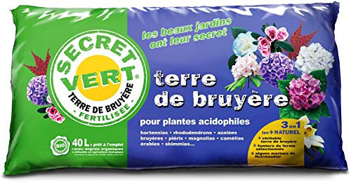 Secret Vert Terre de bruyère Bio pour Plantes acidophiles 40 litres 40 litres