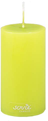Sovie CANDLES Stumpenkerze | Votivkerze Dekokranz Blockkerze | 1 Flachkopfkerze in Kiwi (Ø50mm x 100mm)