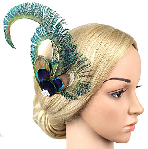 Amorar Bande de Cheveux Hippie Vintage Bandeau Pince à Cheveux en Plumes de Paon Épingle à Cheveux bohème Coiffure de mariée Bijoux Accessoires de Cheveux