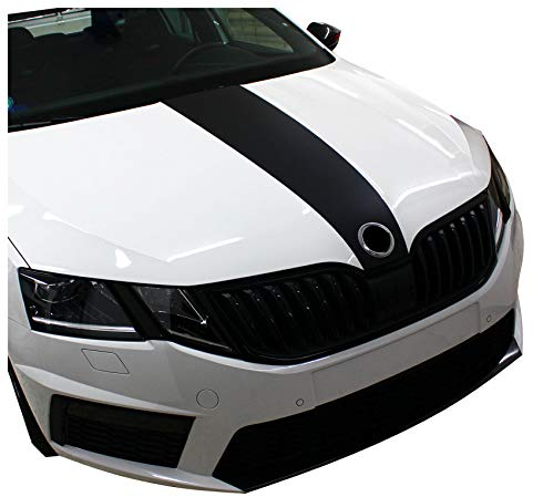 D082 Motorhauben Dekor passgenau Folie Powerdome Aufkleber Design Zubehör Vinyl (Schwarz Matt)