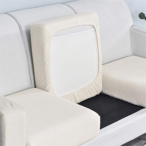Sofa Sitzkissenbezug, Sofa Sitzkissenbezug Stretch, Elastischer Kissenbezüge, Husse Überzug Bezug Für Sofa Sitzkissen, rutschfest Stoff Tartan (Weiß,2-Sitzer)
