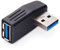 CABLEPELADO Adaptador USB acodado Izquierda | Adaptador de ángulo USB | Adaptador USB Macho a Hembra | Macho a Hembra | USB 3.0 | Angulo Izquierda