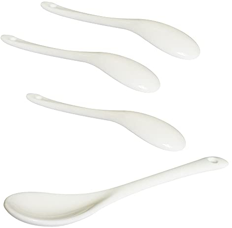 Lotatheta 4 pcs Porcelain Egg Spoons Ceramic Spoons 5 inch Coffee Dessert Yogurt Tea Milky Tea