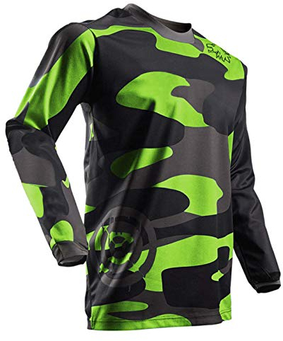 Men's Cycling Jersey Mountain Bike Long Sleeve Breathable Comfortable Soft Moisture-Wicking MTB Tops Green-Camouflage
