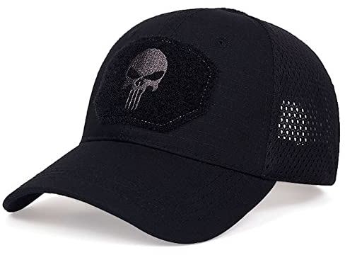 Brogtorl Punisher Schädel Mesh Baseball Cap für Männer ausgestattet Cap Taktische atmungsaktive Outdoor-Sport hüte