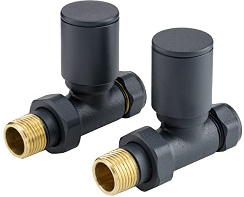 Válvulas de Radiador Grises -Válvulas de Radiador, Válvulas de Radiador Antracita, Radiador de Toallas Antracita, Válvula de Radiador para Radiadores Grises, Válvulas Rectas, Válvulas de Radiador 15mm
