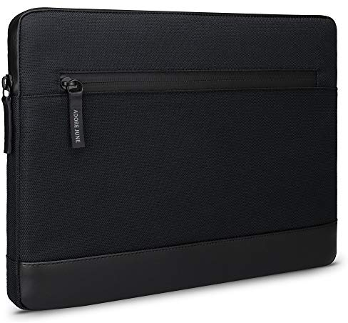 Adore June 14 Zoll Bent Laptop Tasche Schwarz kompatibel mit MacBook Pro 14 2024 2023 2021, Extra Größe 14 MacBook, Nachhaltige Recycelte Stoffe, wasserdichte Reißverschlüsse - Gefertigt in Europa