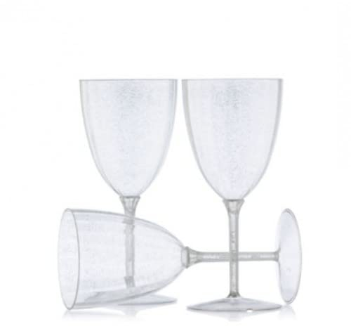 Decor Decorline - 48 Weingläser aus Premium-Kunststoff mit Silberglitter Wiederverwendbar Cocktailgläser für Hochzeiten & Partys, 200ml - Mehrweg & Stabil