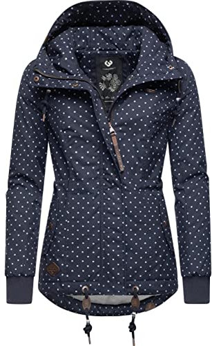 Ragwear Damen Winterjacke Outdoorjacke mit Kapuze Danka Dots Intl. Navy22 Gr. M