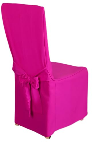 HOME DEKO Stuhlhussen mit Schleife, Universal-Sitzbezüge zum Schonen von Stühlen für Wohnzimmer, Esszimmer oder Küche, Perfekt für Anlässe Aller Art, Purpur, 4 Stück