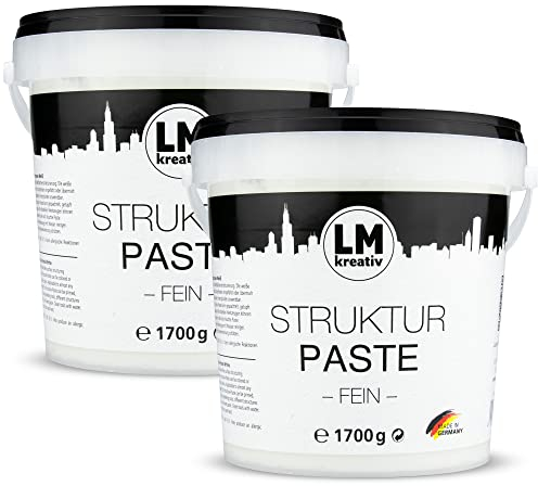 LM Pasta strutturale fine 2 x 1,7 kg | Pasta strutturale per pittura acrilica | Pasta strutturale | Stucco pittura acrilica | Impasto | mastice per superfici