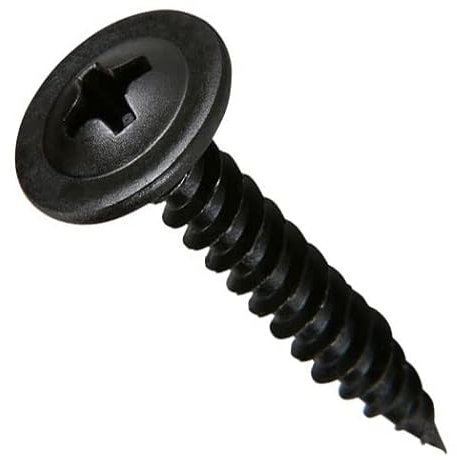 4.2mm x 13mm Wafer Head Self Tapping Screw, Black Phosphate, Modified Truss Head Wood Screws, Carbon Steel Fine Thread Phillips Drive, Pozi Flanged Head for Sheet Metal and Plasterboard (50 pcs)